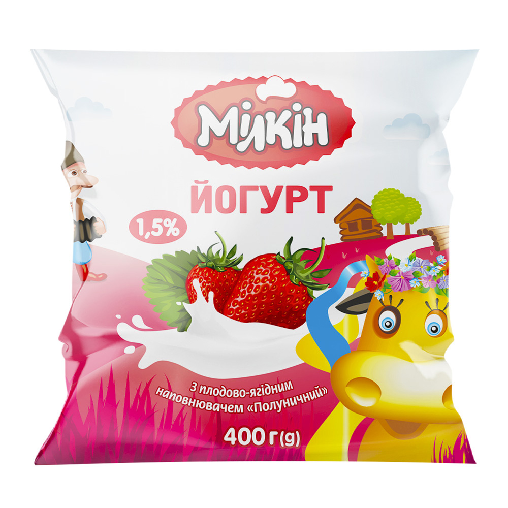 Йогурт МІЛКІН полуничний 1,5% 400г